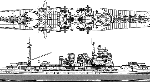 Cruiser IJN Takao (Heavy Cruiser) (1942) - drawings, dimensions, pictures