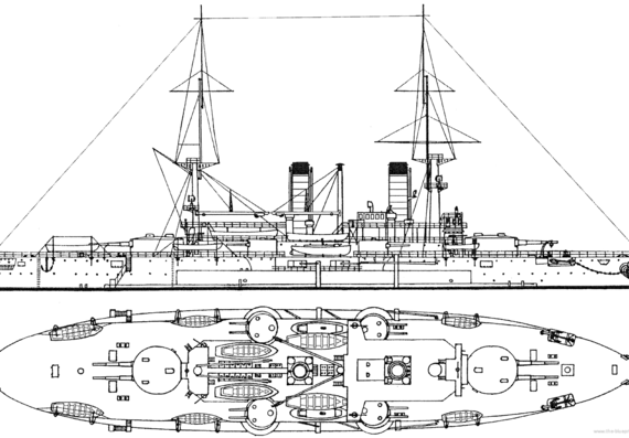 Корабль IJN Tango (Battleship) (ex Россия Poltava) (1906) - чертежи, габариты, рисунки