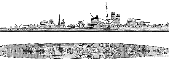 Корабль IJN Teruzuki (Destroyer) (1942) - чертежи, габариты, рисунки