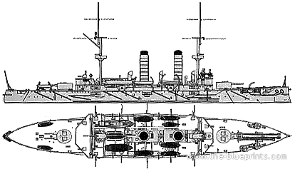 Корабль IJN Tokiwa (Armored Cruiser) (1905) - чертежи, габариты, рисунки