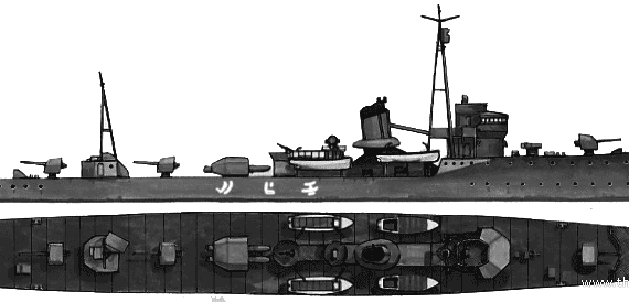 Корабль IJN Tomozuru (Destroyer) (1941) - чертежи, габариты, рисунки