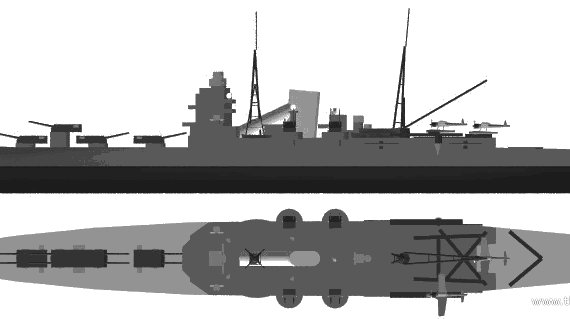 Cruiser IJN Tone (1934) - drawings, dimensions, pictures