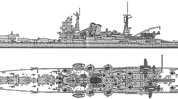 Крейсер IJN Tone (Heavt Cruiser) (1945) - чертежи, габариты, рисунки