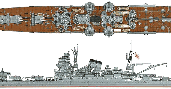 Корабль IJN Tone (Heavy Cruiser) - чертежи, габариты, рисунки