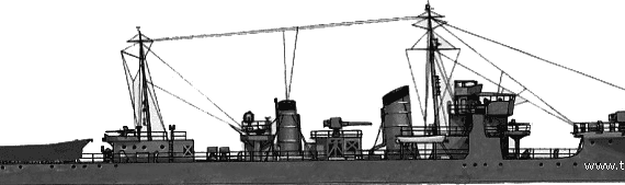 Корабль IJN Tsuta (Destroyer) (1943) - чертежи, габариты, рисунки