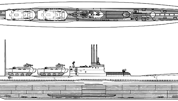 Корабль IJN Type I-41 Otsu (Submarine) - чертежи, габариты, рисунки