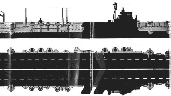 Aircraft carrier IJN Unryu - drawings, dimensions, pictures