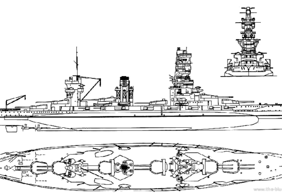 Боевой корабль IJN Yamashiro - чертежи, габариты, рисунки