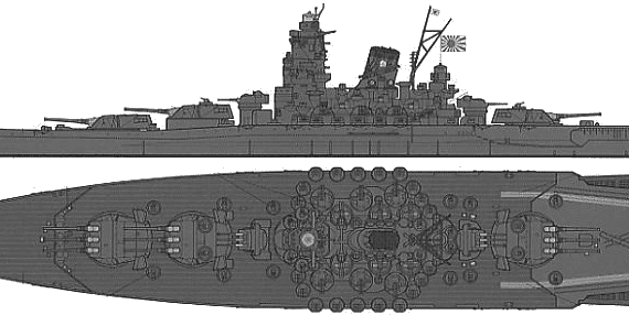 Боевой корабль IJN Yamato - чертежи, габариты, рисунки