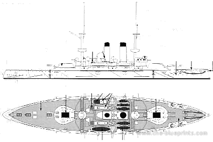 Боевой корабль IJN Yashima (Batleship) - чертежи, габариты, рисунки