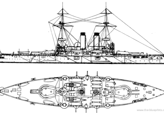 Боевой корабль IJN Yashima (Battleship) (1905) - чертежи, габариты, рисунки