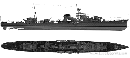 Крейсер IJN Yubari (1944) - чертежи, габариты, рисунки