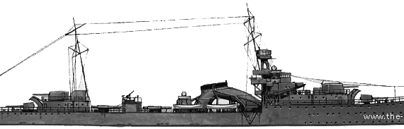 Корабль IJN Yubari (Light Cruiser) (1923) - чертежи, габариты, рисунки