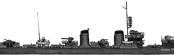Эсминец IJN Yukaze (Destroyer) (1944) - чертежи, габариты, рисунки