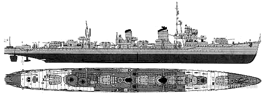 Эсминец IJN Yukikaze (Destroyer) (1945) - чертежи, габариты, рисунки