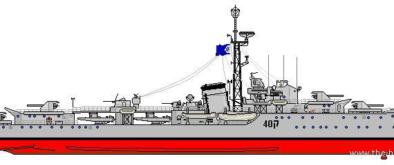 Destroyer INS Eilat 1967 (ex HMS Zealand R39 Destroyer) - Israel - drawings, dimensions, pictures