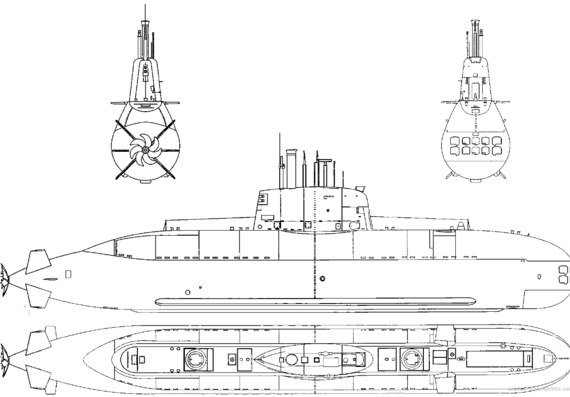 Submarine INS Leviathan (Dolphin-class Submarine) - drawings, dimensions, pictures