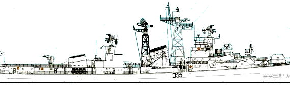 Эсминец INS Ranvijay D55 (Destroyer) India - чертежи, габариты, рисунки