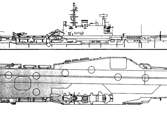 INS Viraat warship - drawings, dimensions, figures