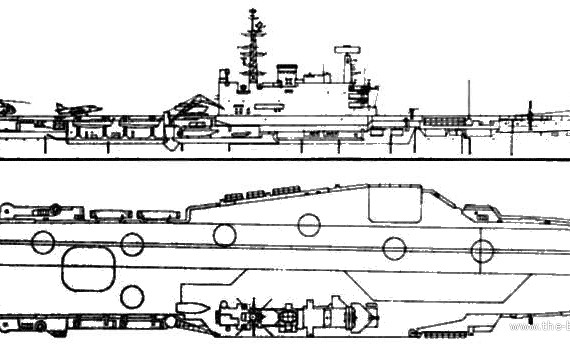 Авианосец INS Viraat R-22 - чертежи, габариты, рисунки