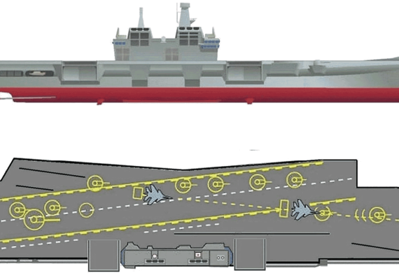 Корабль INS Virkant (Aircraft Carrier) - чертежи, габариты, рисунки