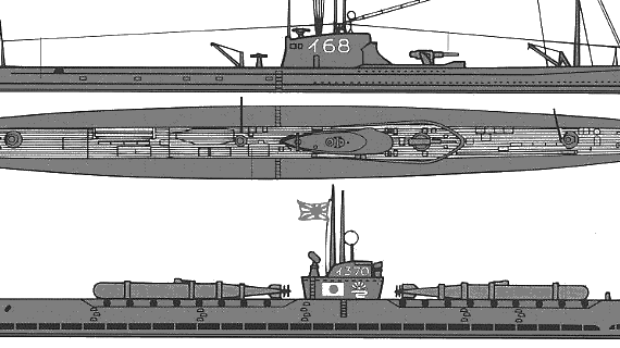 Submarine I 370 - drawings, dimensions, figures