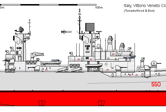 Корабль I CH-550 Vittorio Veneto - чертежи, габариты, рисунки