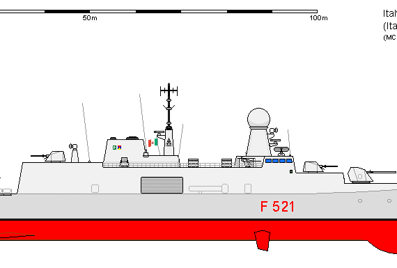 Корабль I FF-521 IPACS Venezia AU - чертежи, габариты, рисунки