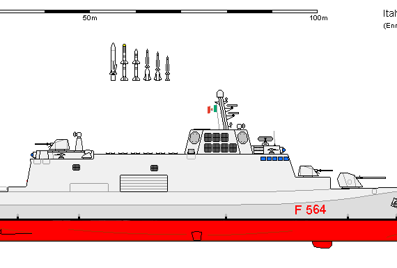 Корабль I FFG FREMM Lupo AU - чертежи, габариты, рисунки