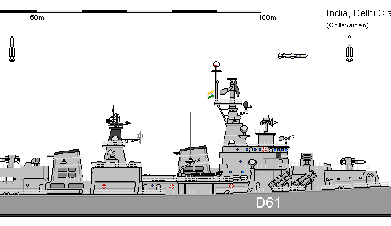 Корабль In DDG Type 15 DELHI - чертежи, габариты, рисунки