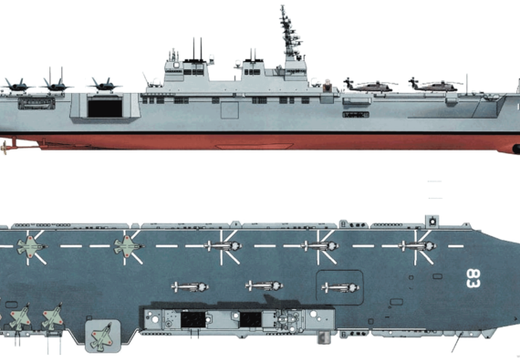 Корабль JMSDF Asahi DDH-183 (Helicopter Carrier) - чертежи, габариты, рисунки