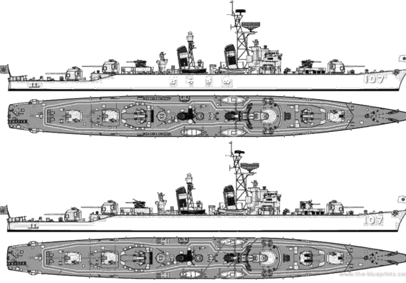 Корабль JMSDF DD-107 The 1st Murasame (Destroyer) - чертежи, габариты, рисунки