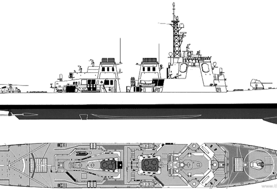 Эсминец JMSDF DDG-174 Kirishima (Destroyer) - чертежи, габариты, рисунки
