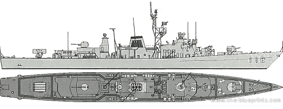Корабль JMSDF DDH-118 Murakumo (Destroyer) - чертежи, габариты, рисунки