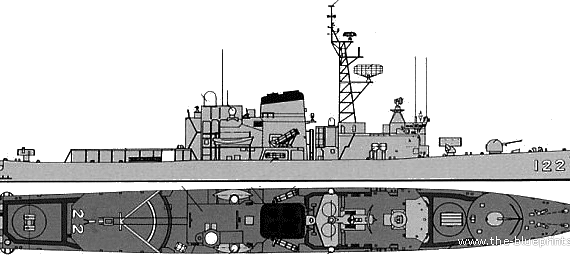 Корабль JMSDF DDH-122 Hatsuyuki (Destroyer) - чертежи, габариты, рисунки