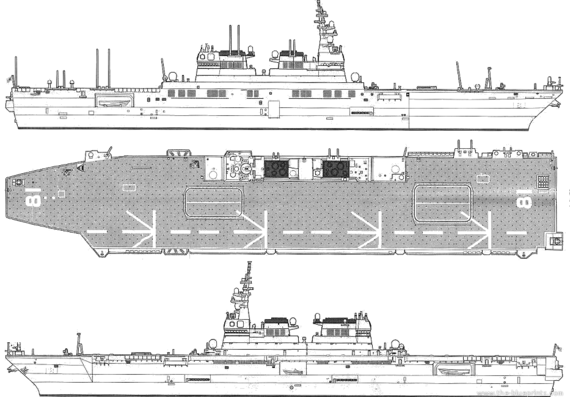 Корабль JMSDF DDH-181 Hyuga (Helicopter Destroyer) - чертежи, габариты, рисунки