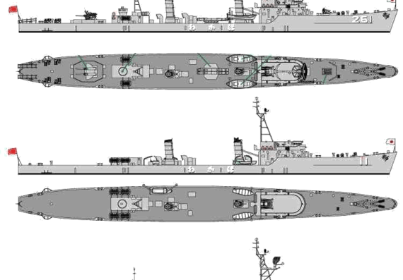 Корабль JMSDF DE-261 Wakaba (Destroyer Escort) - чертежи, габариты, рисунки