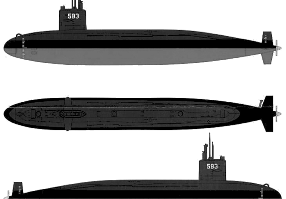 Подводная лодка JMSDF Harushio (Submarine) - чертежи, габариты, рисунки