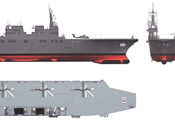 Корабль JMSDF Hyuga DDH-181 (Helicopter Carrier) - чертежи, габариты, рисунки