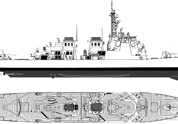 Эсминец JMSDF Kongou (Destroyer) - чертежи, габариты, рисунки