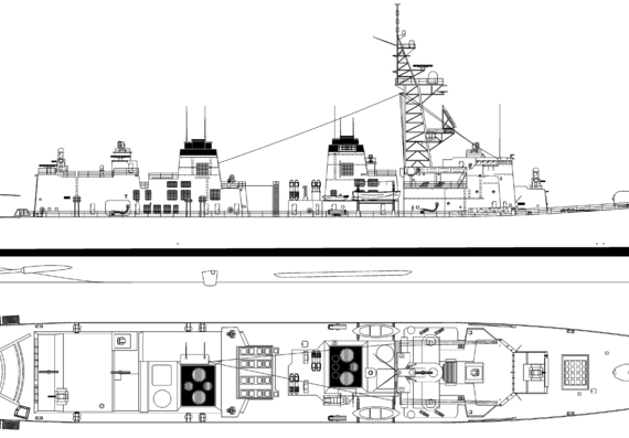 Эсминец JMSDF Murasame DDG-101 (Destroyer) - чертежи, габариты, рисунки