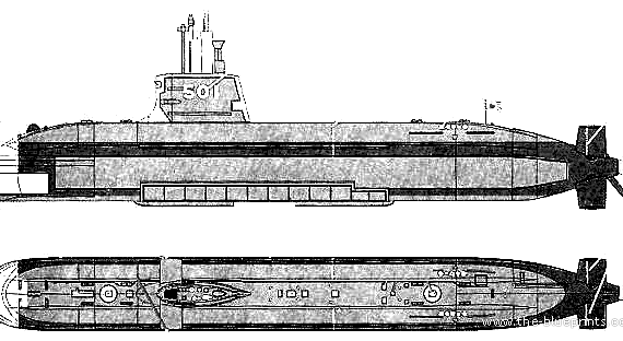 Корабль JMSDF SS-501 Soryu (Submarine) - чертежи, габариты, рисунки