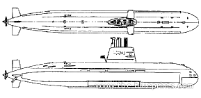 Корабль JMSDF SS-590 Oyashio (Submarine) - чертежи, габариты, рисунки