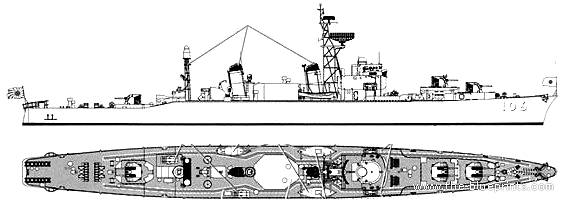 Корабль JMSDF Shikinami DD-106 (Destroyer) - чертежи, габариты, рисунки