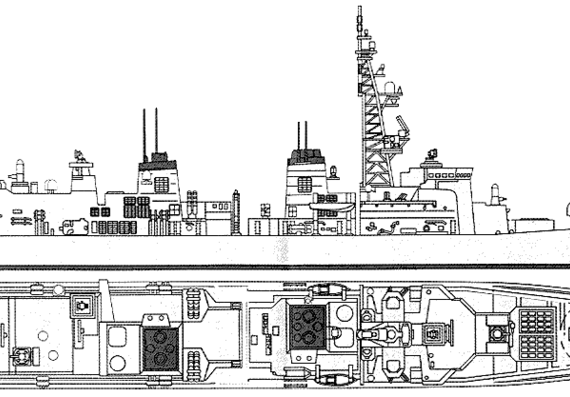 Корабль JMSDF Takanami (Destroyer) - чертежи, габариты, рисунки