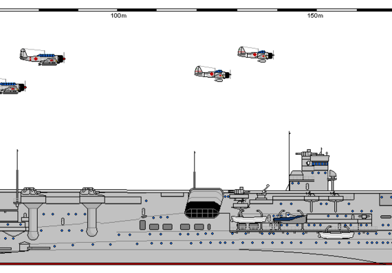 Ship J CV Kaga (1942) - drawings, dimensions, pictures