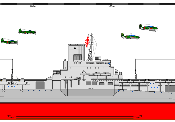 Корабль J CV Shinano - чертежи, габариты, рисунки
