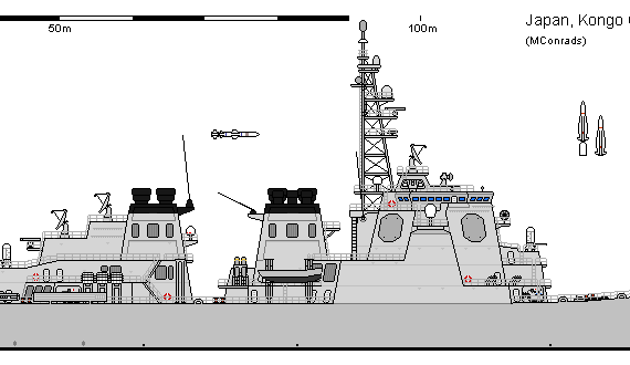 Корабль J DDG 173 KONGOU - чертежи, габариты, рисунки