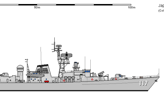 Корабль J DD 116 Minegumo - чертежи, габариты, рисунки