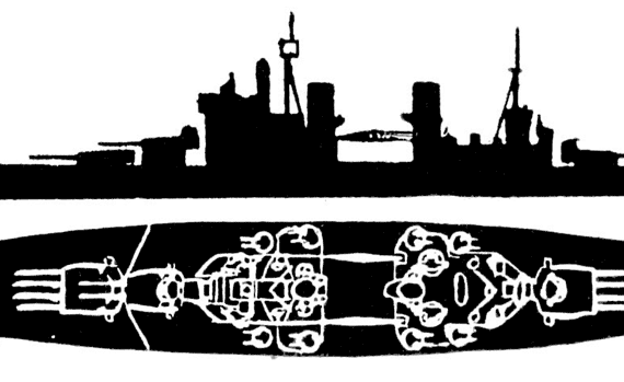Военный корабль King George V Class - чертежи, габариты, рисунки